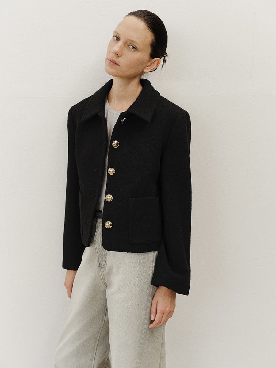 TVF WOOL BOUCLE TWEED BLAZER_BLACK — vue 2
