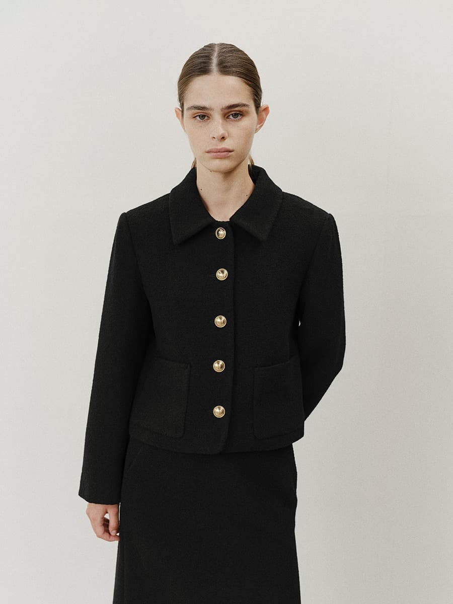 TVF WOOL BOUCLE TWEED BLAZER_BLACK — vue 3