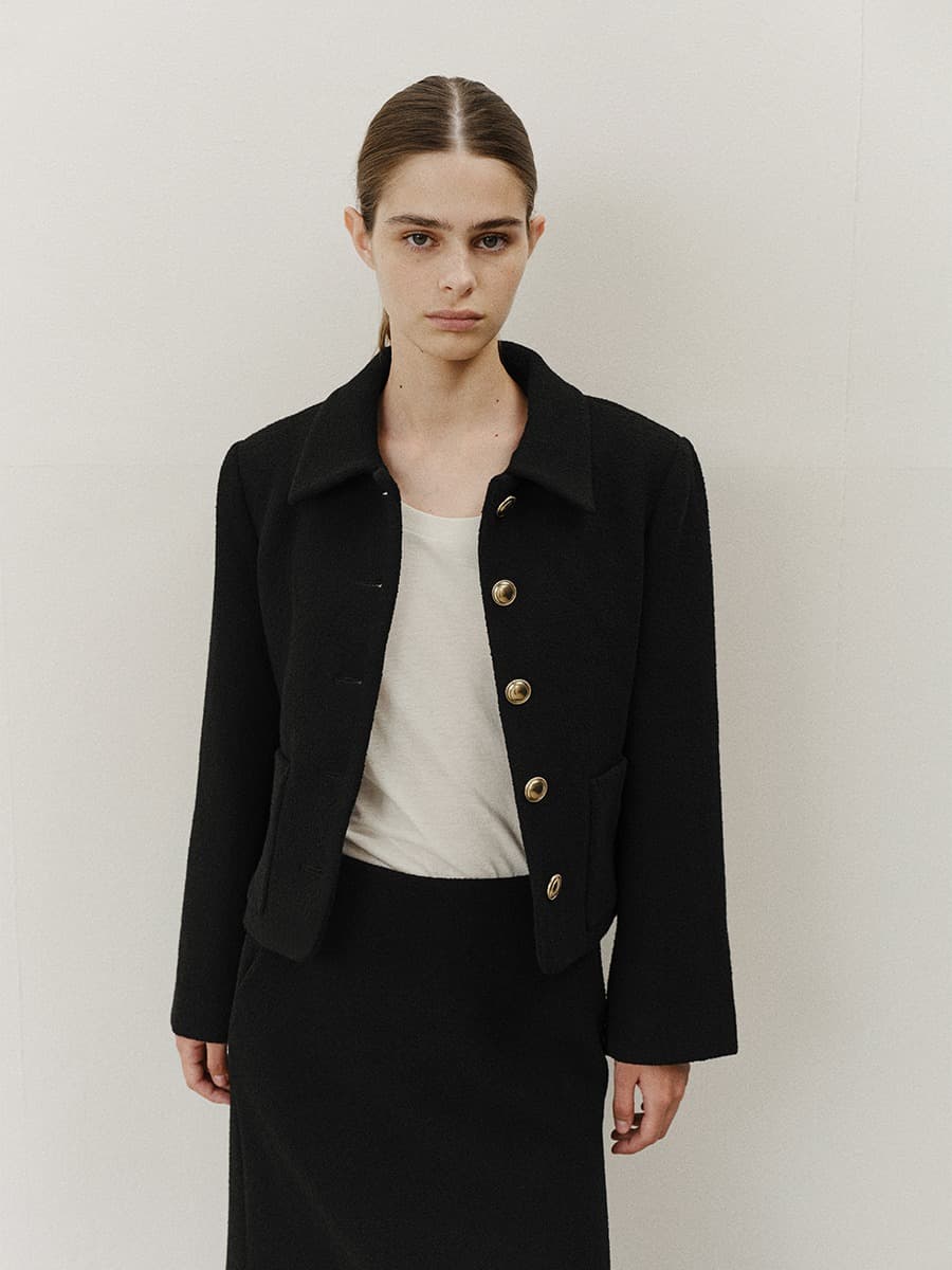 TVF WOOL BOUCLE TWEED BLAZER_BLACK — vue 4