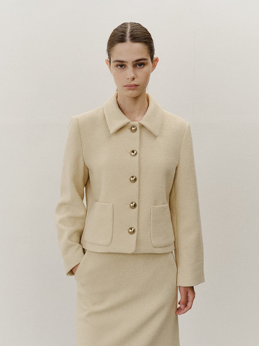 TVF WOOL BOUCLE TWEED BLAZER_Y-BEIGE — vue 2