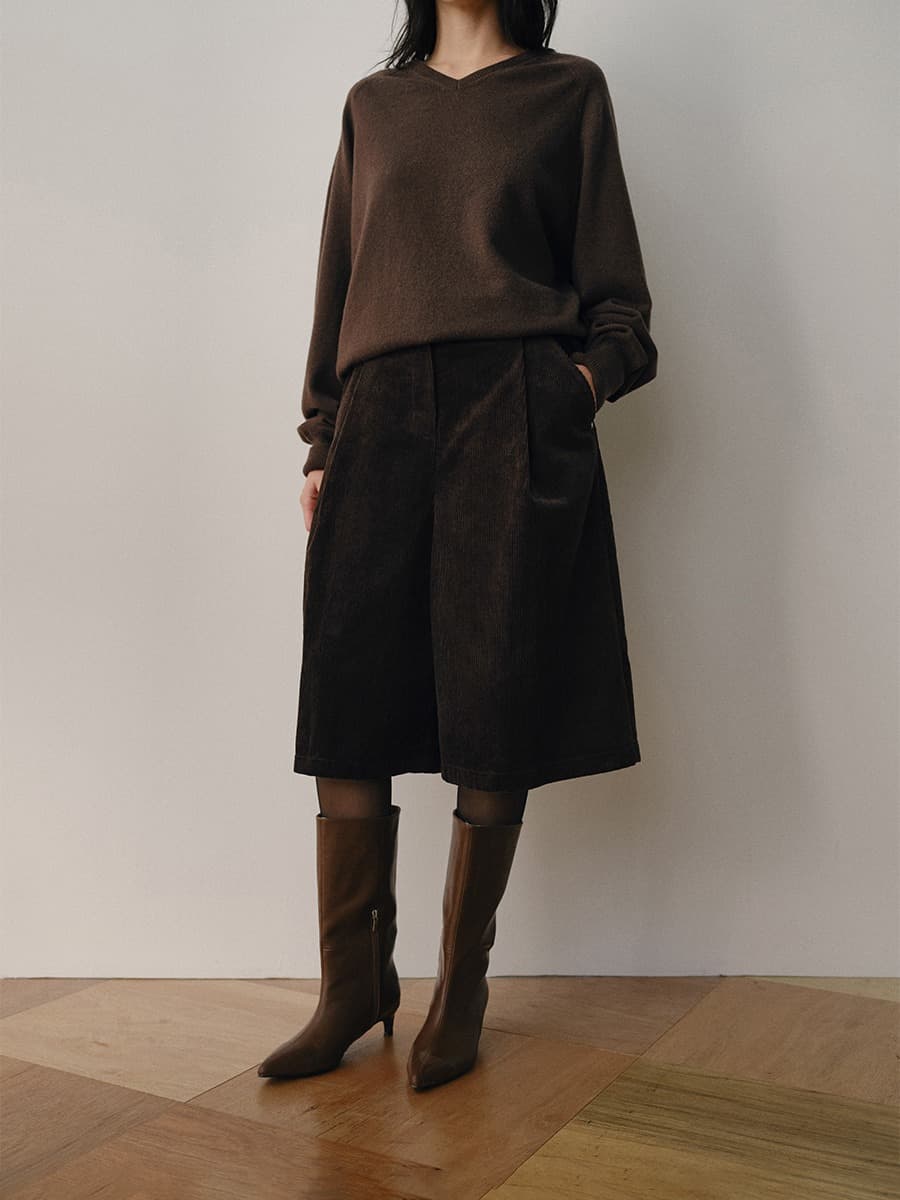 TVW CORDUROY BERMUDA PANTS_D-BROWN — vue 1