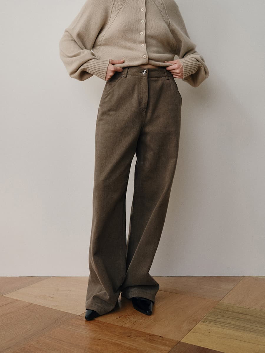 TVW DIVIDED COTTON PANTS_BROWN — vue 2