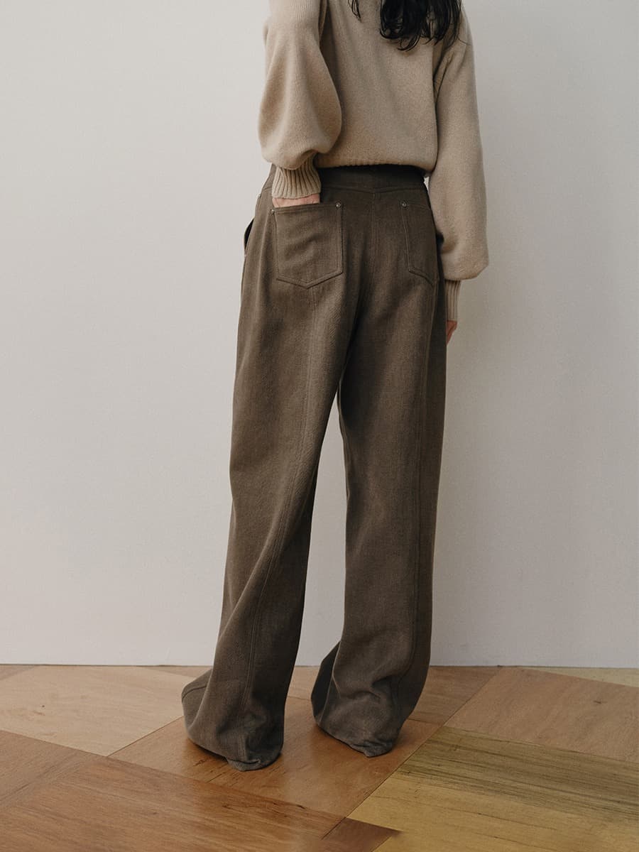 TVW DIVIDED COTTON PANTS_BROWN — vue 4