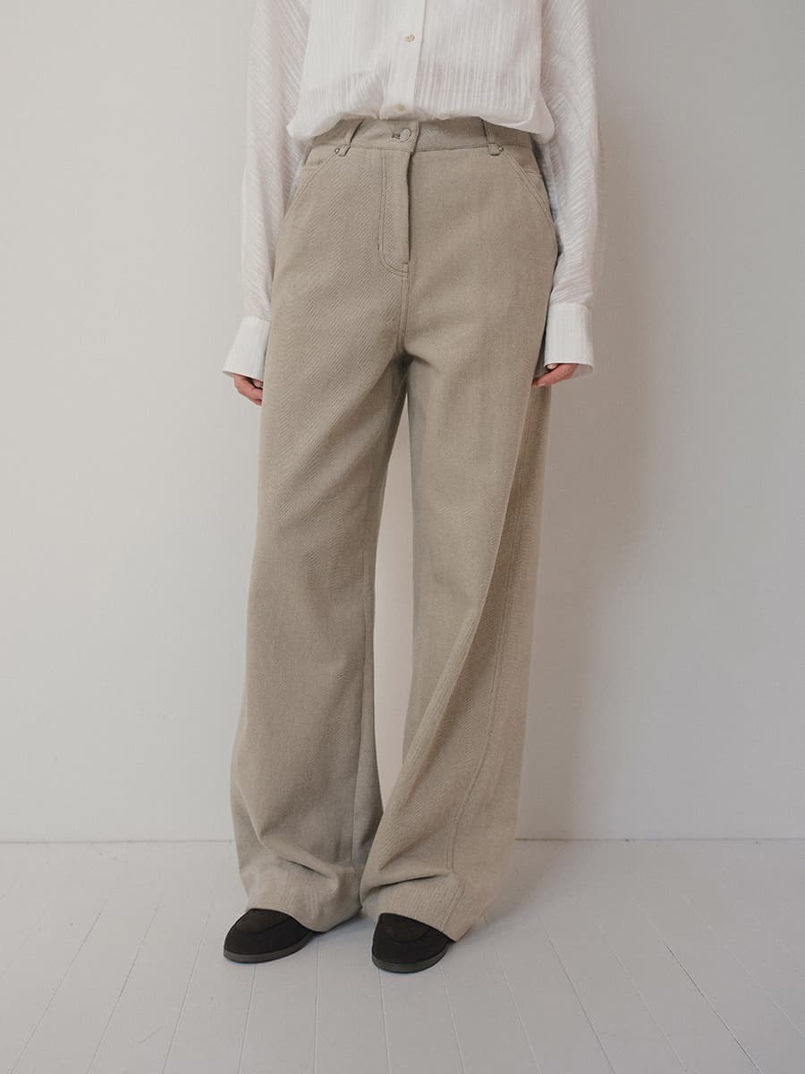 TVW DIVIDED COTTON PANTS_BEIGE — vue 1