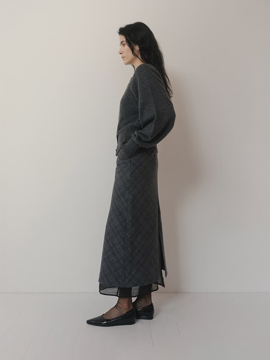 TVW CHECK LAYERED SKIRT_GREY — vue 6