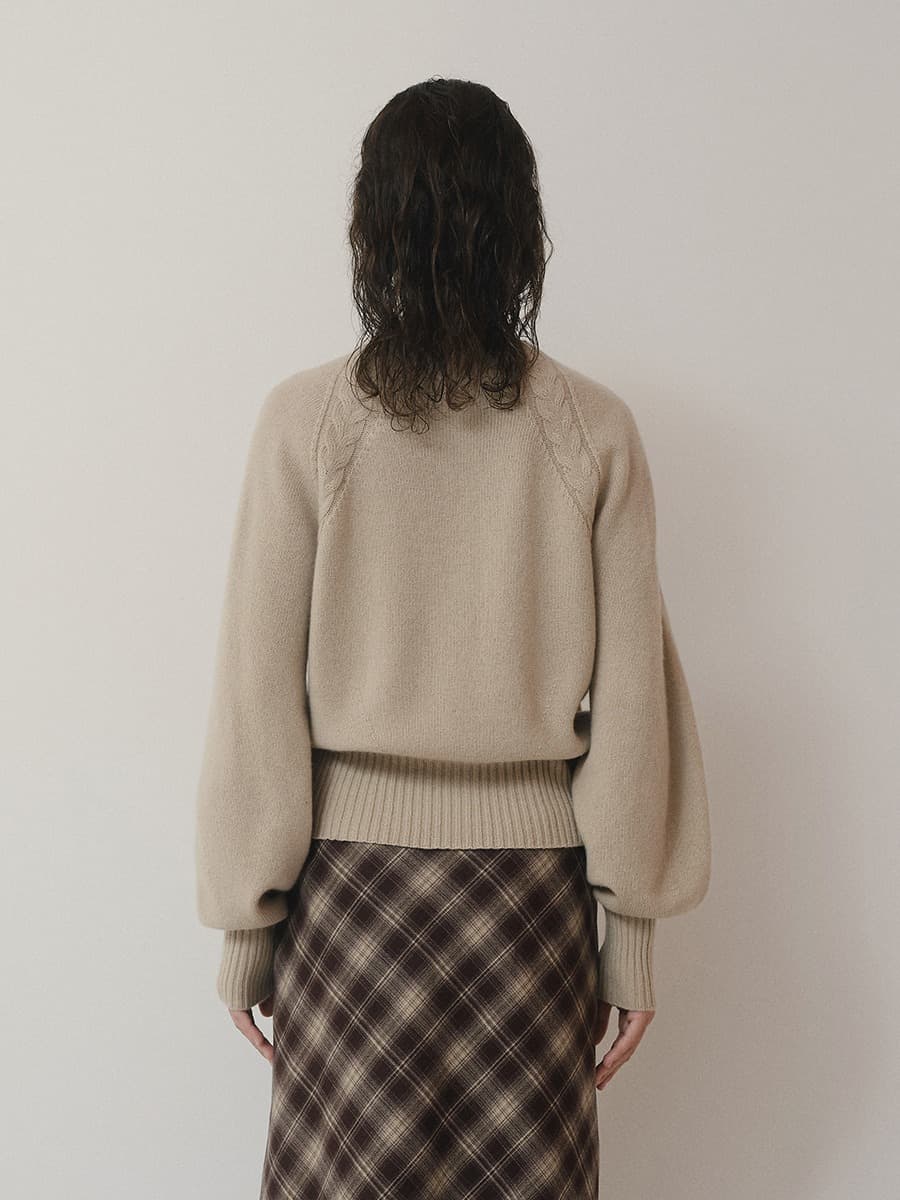 TVF MERINO WOOL CABLE KNIT CARDIGAN_L-BEIGE — vue 7