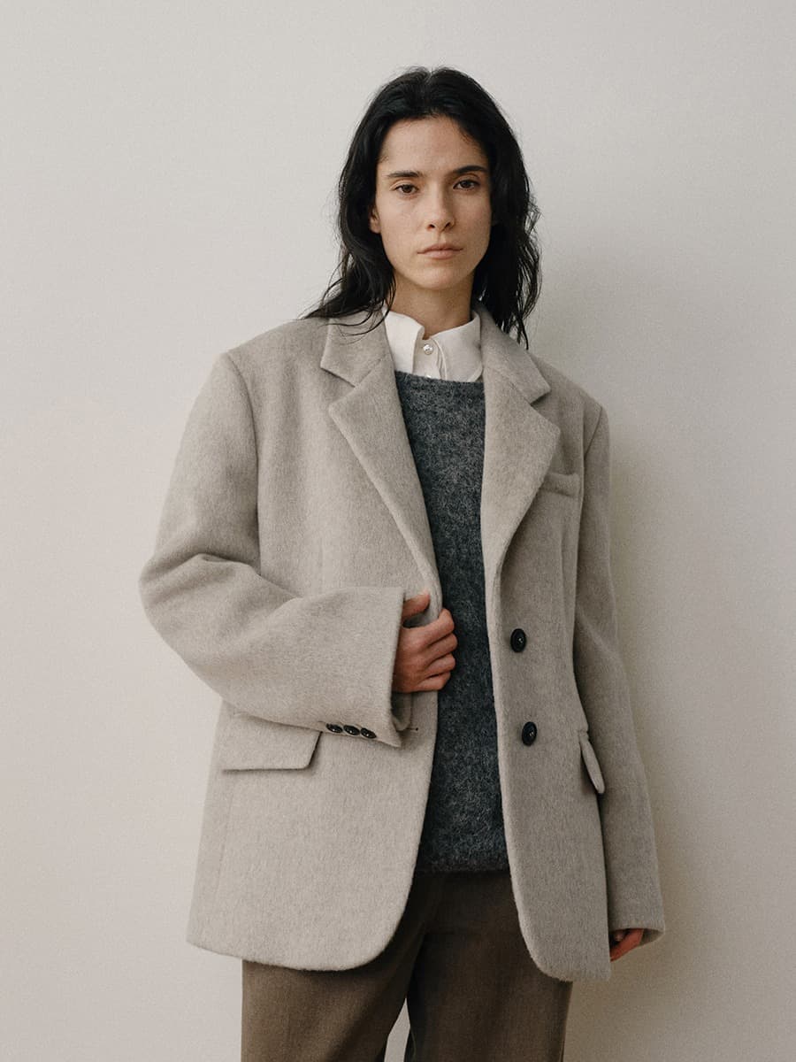 TVW CASHMERE WOOL SINGLE BLAZER_L-GREY — vue 2