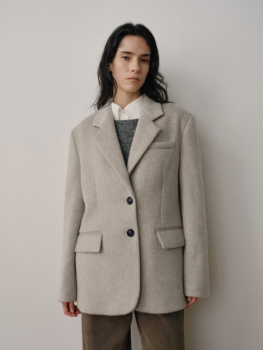 TVW CASHMERE WOOL SINGLE BLAZER_L-GREY — vue 4