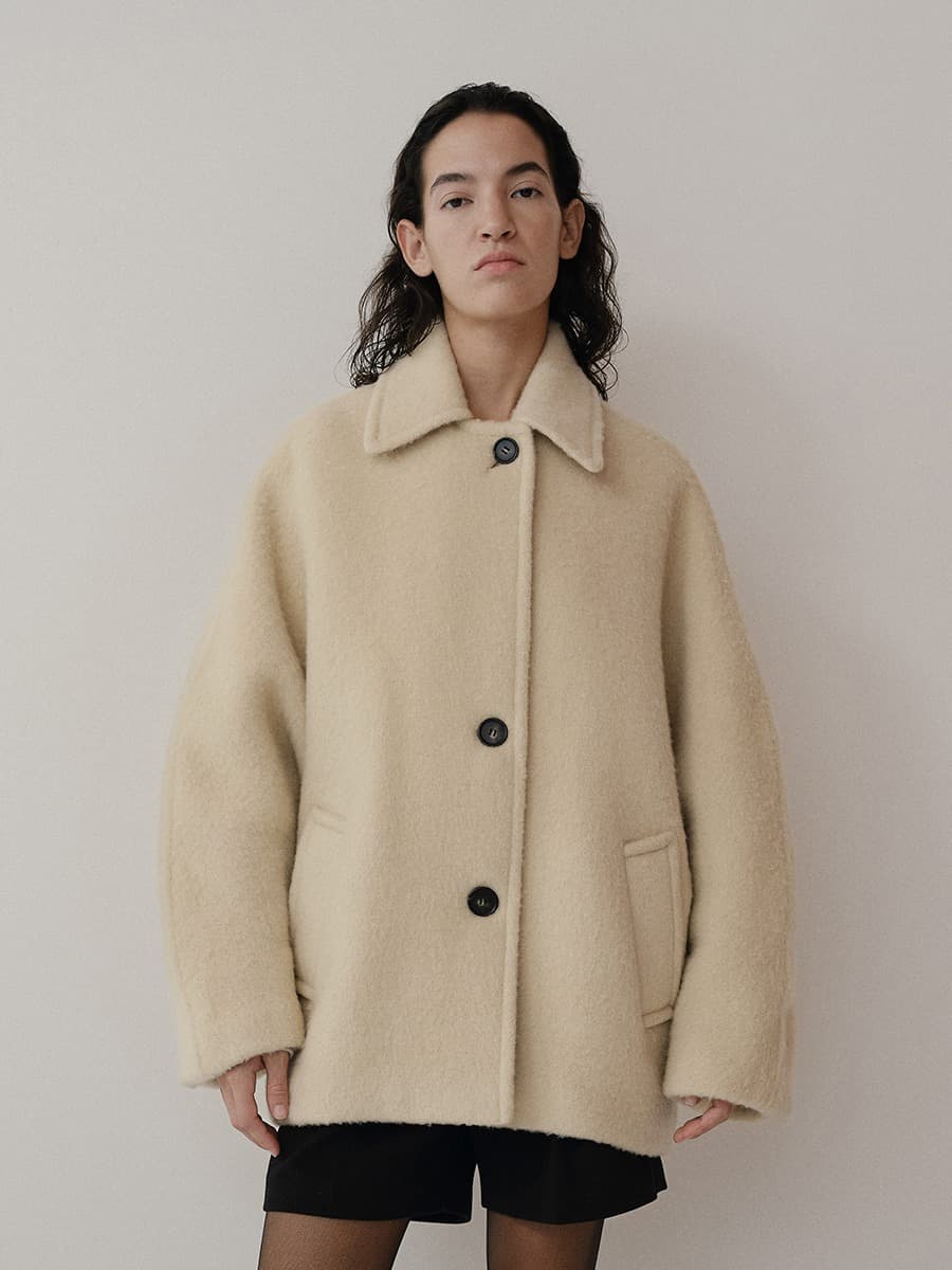 TVW SURI ALPACA SEMI DOUBLE HALF COAT_CREAM BEIGE — vue 2