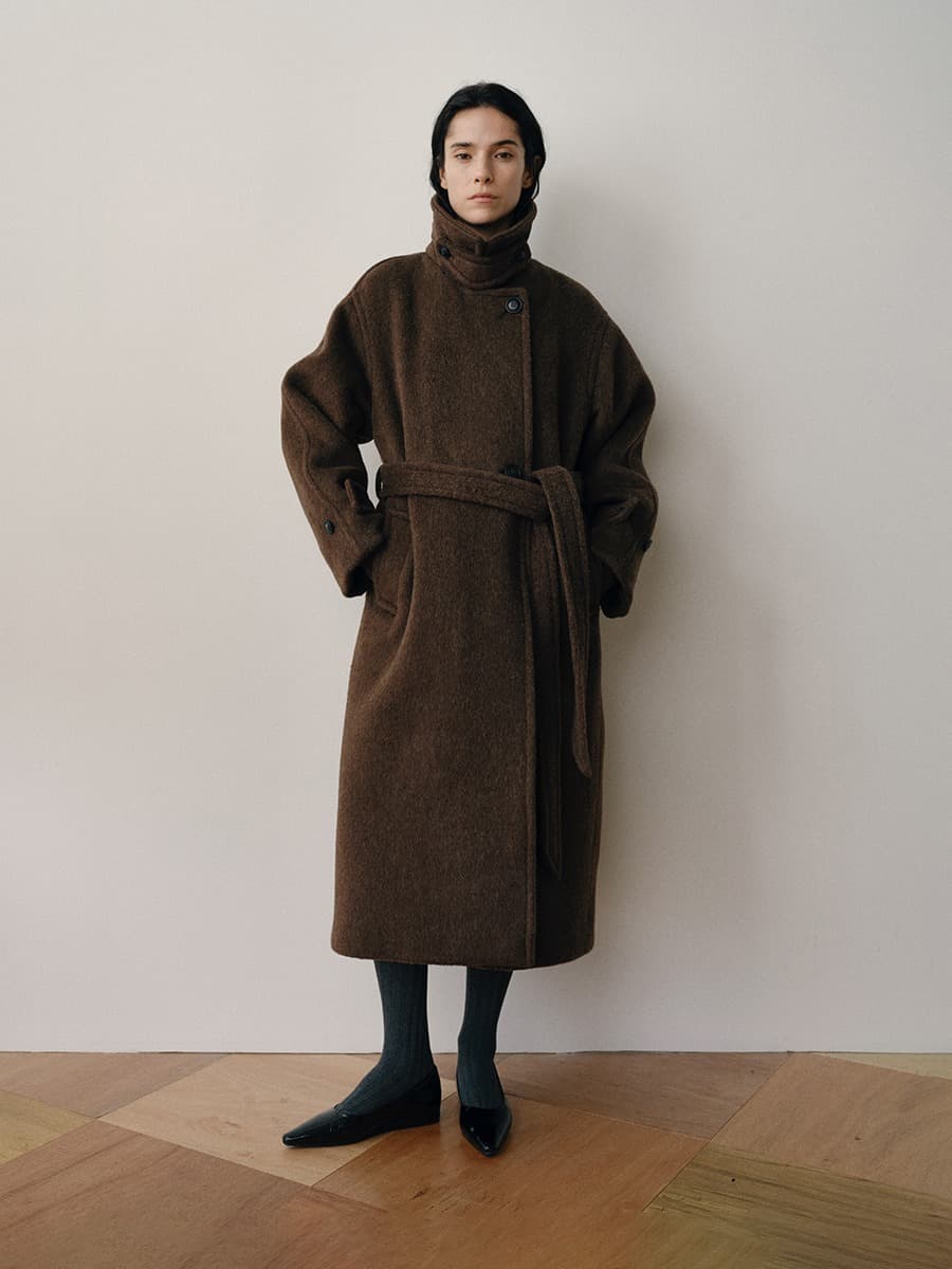 TVW CAMEL HAIR DOUBLE COAT_BROWN — vue 1
