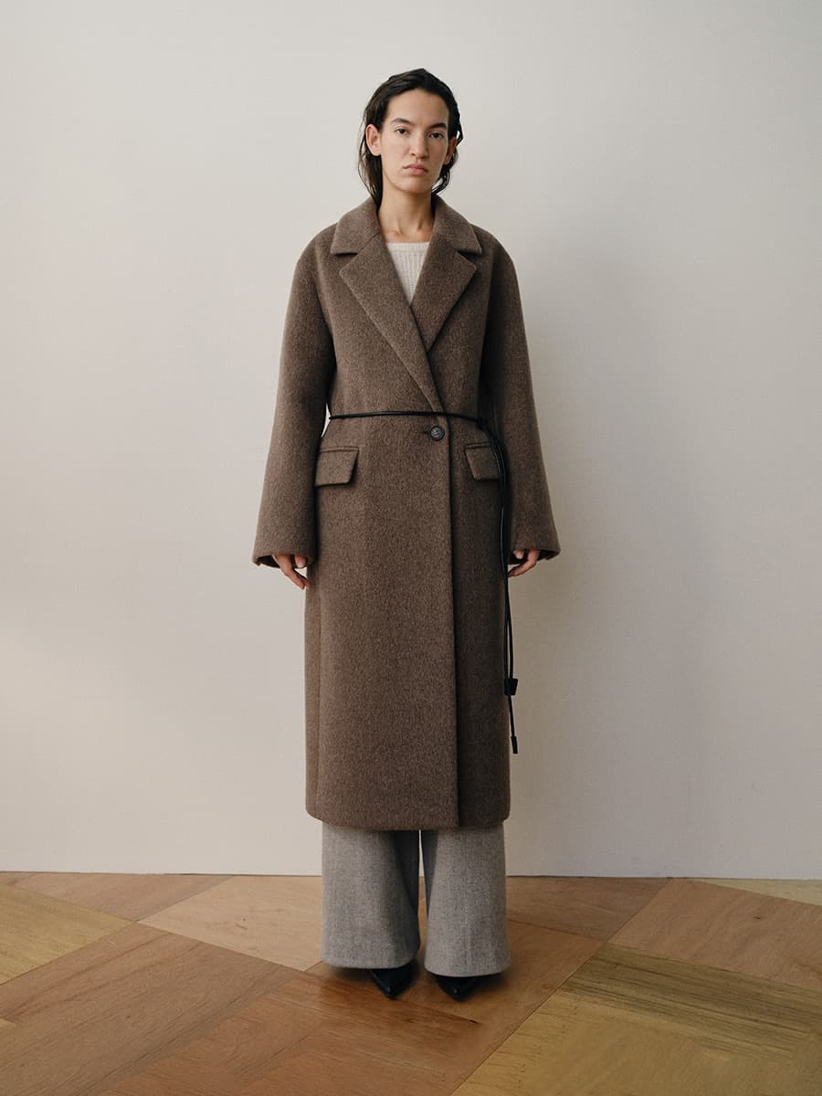 TVW ALPACA DOUBLE LONG COAT_BROWN — vue 1