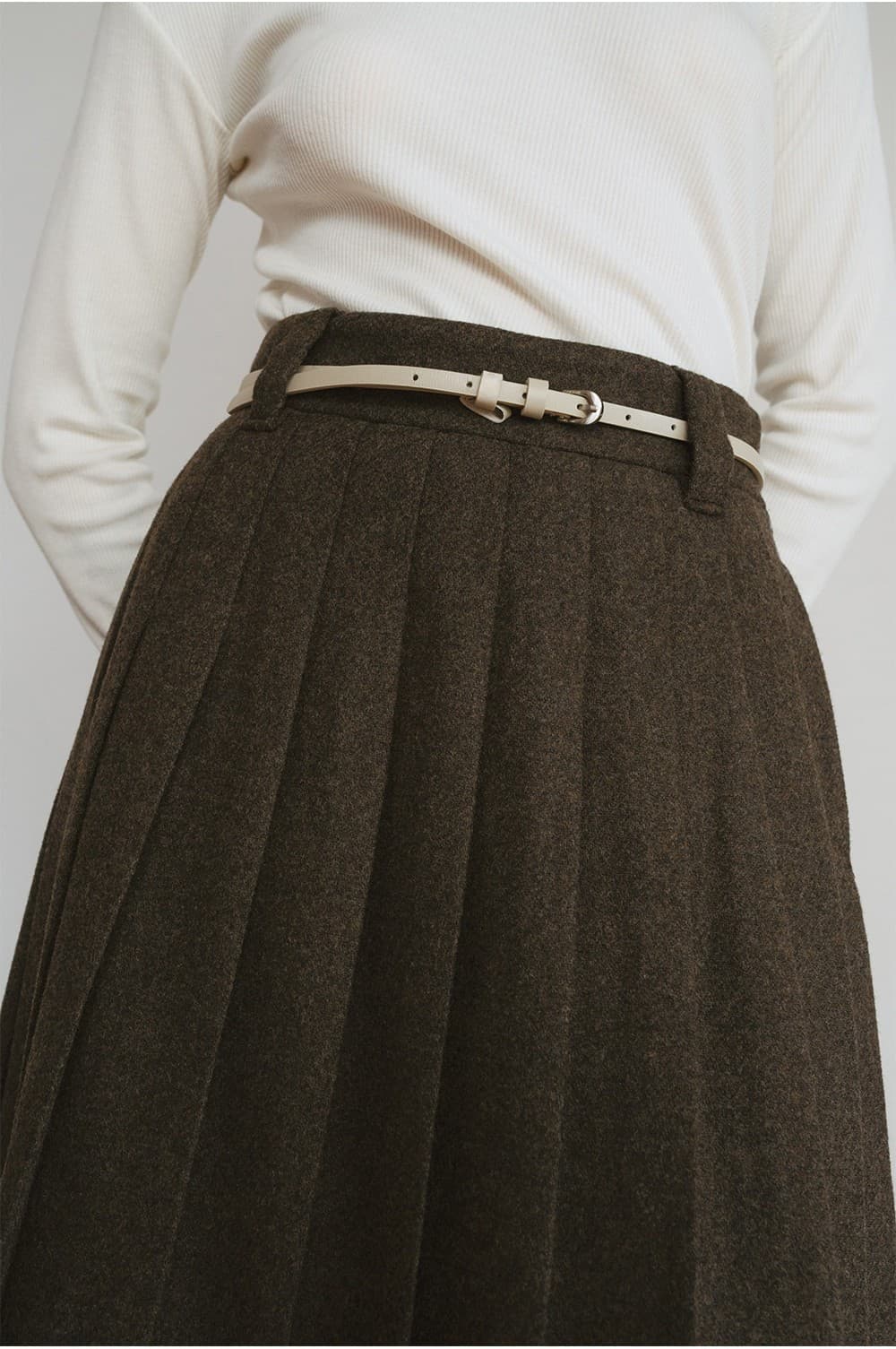 TVW WOOL PLEATS MID SKIRT_BROWN — vue 11