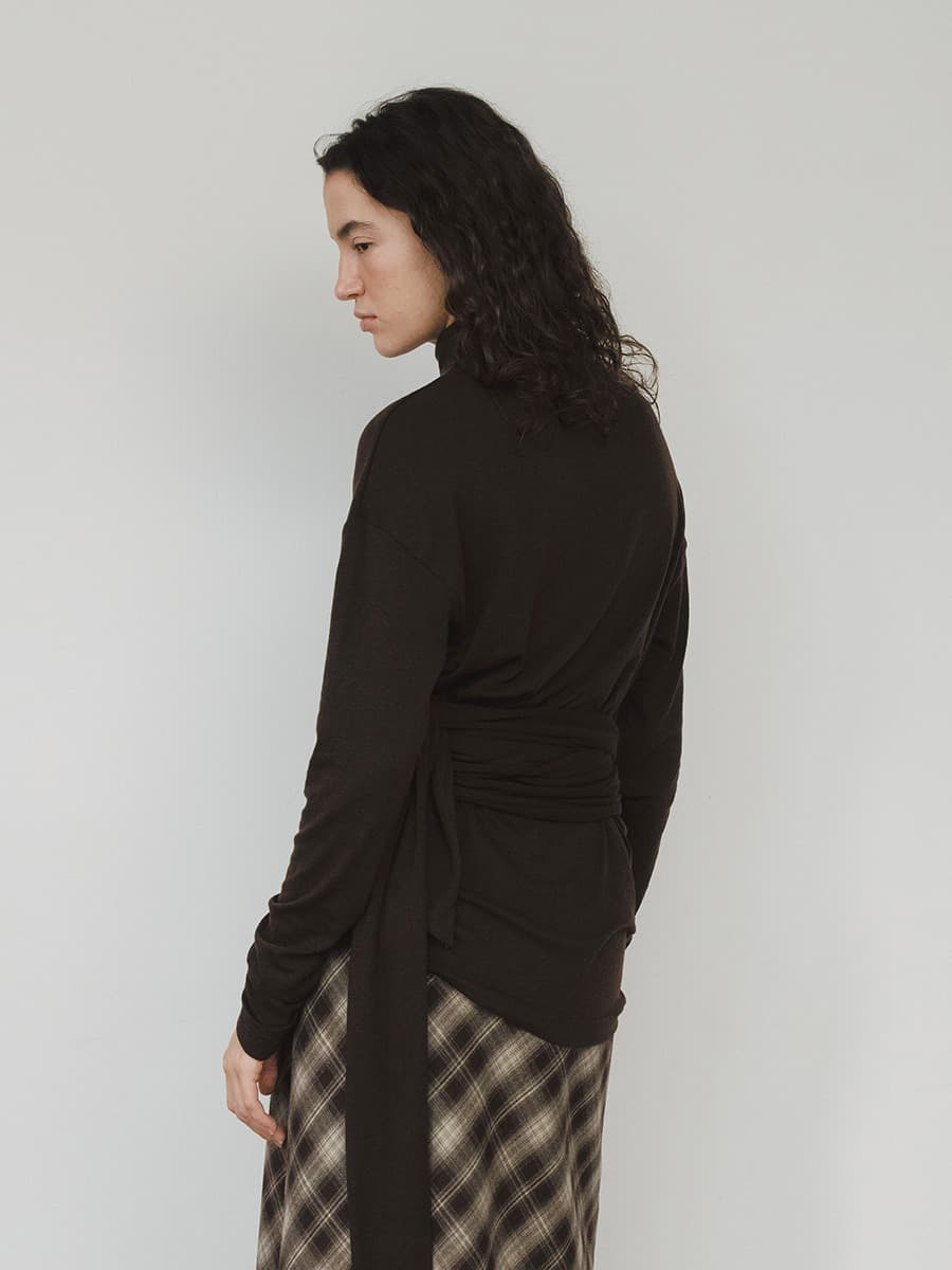 TVW MOCKNECK WOOL TIE TOP_BROWN — vue 6