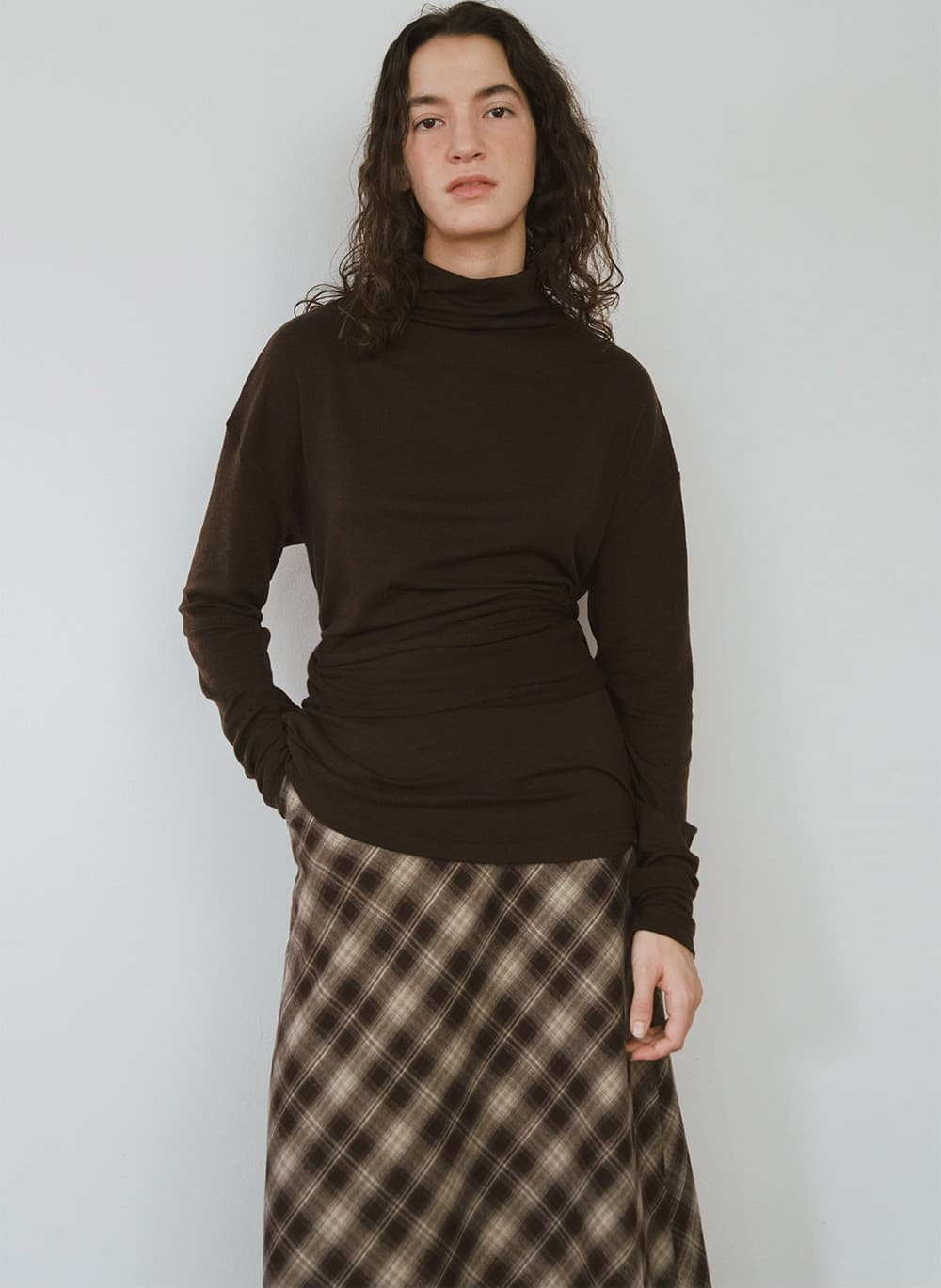TVW MOCKNECK WOOL TIE TOP_BROWN — vue 8