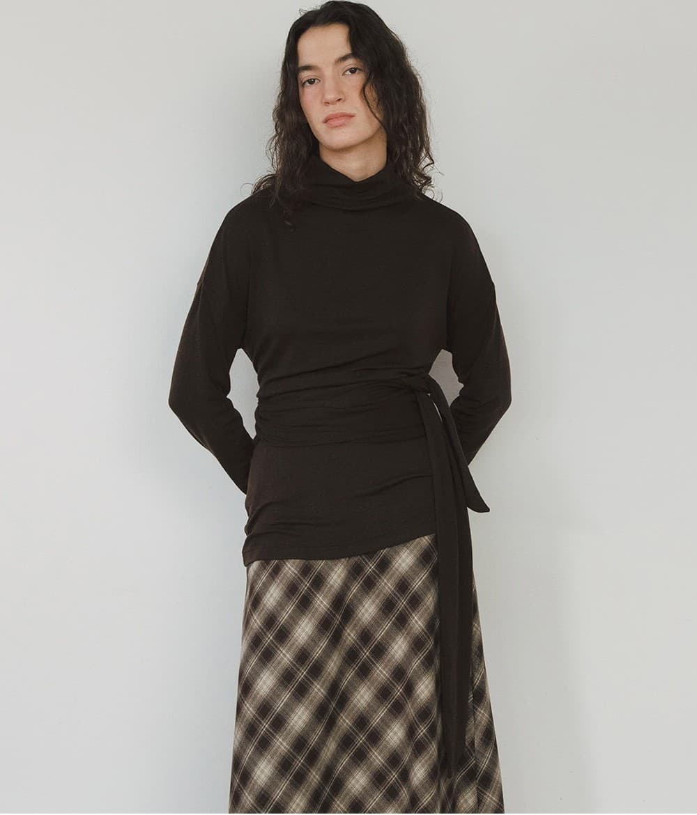 TVW MOCKNECK WOOL TIE TOP_BROWN — vue 9