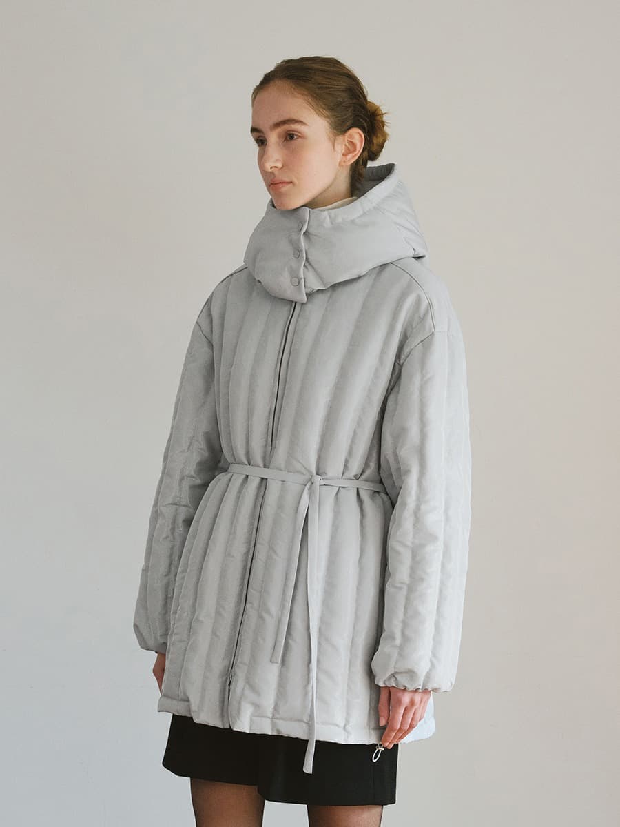 TVW REVERSIBLE HOODED GOOSE DOWN JUMPER_MINT GREY — vue 2