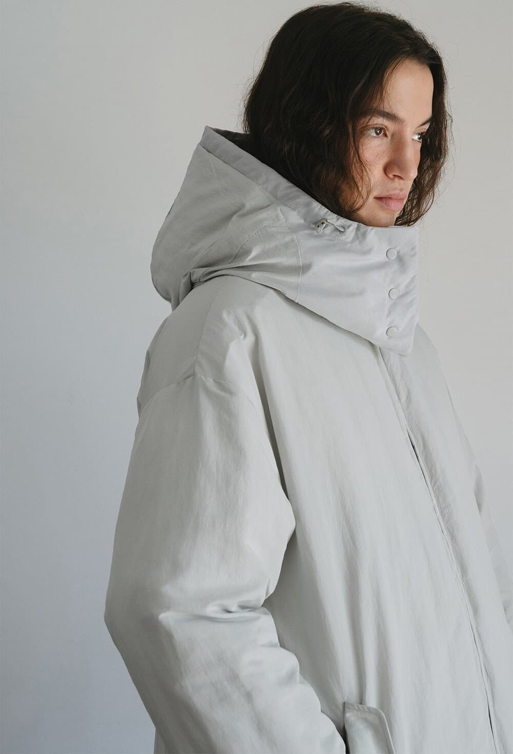TVW REVERSIBLE HOODED GOOSE DOWN JUMPER_MINT GREY — vue 5