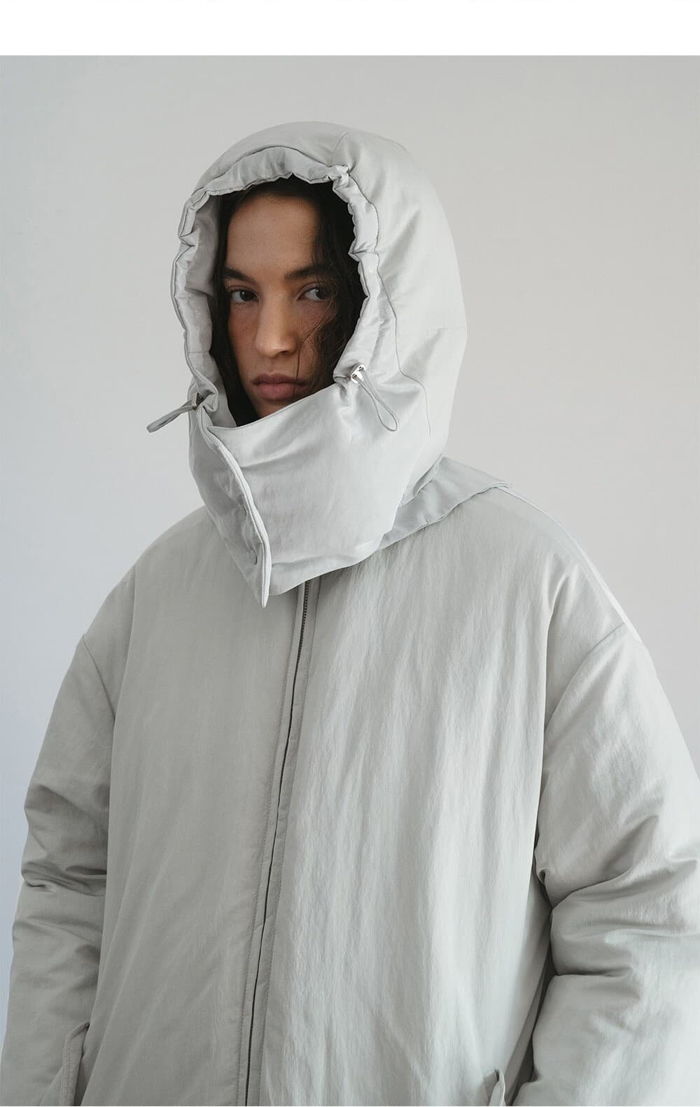 TVW REVERSIBLE HOODED GOOSE DOWN JUMPER_MINT GREY — vue 6