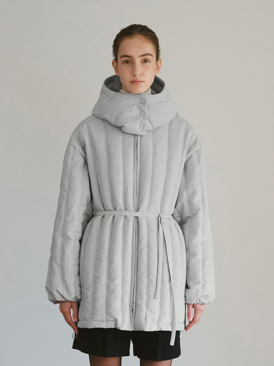 TVW REVERSIBLE HOODED GOOSE DOWN JUMPER_MINT GREY — vue 1