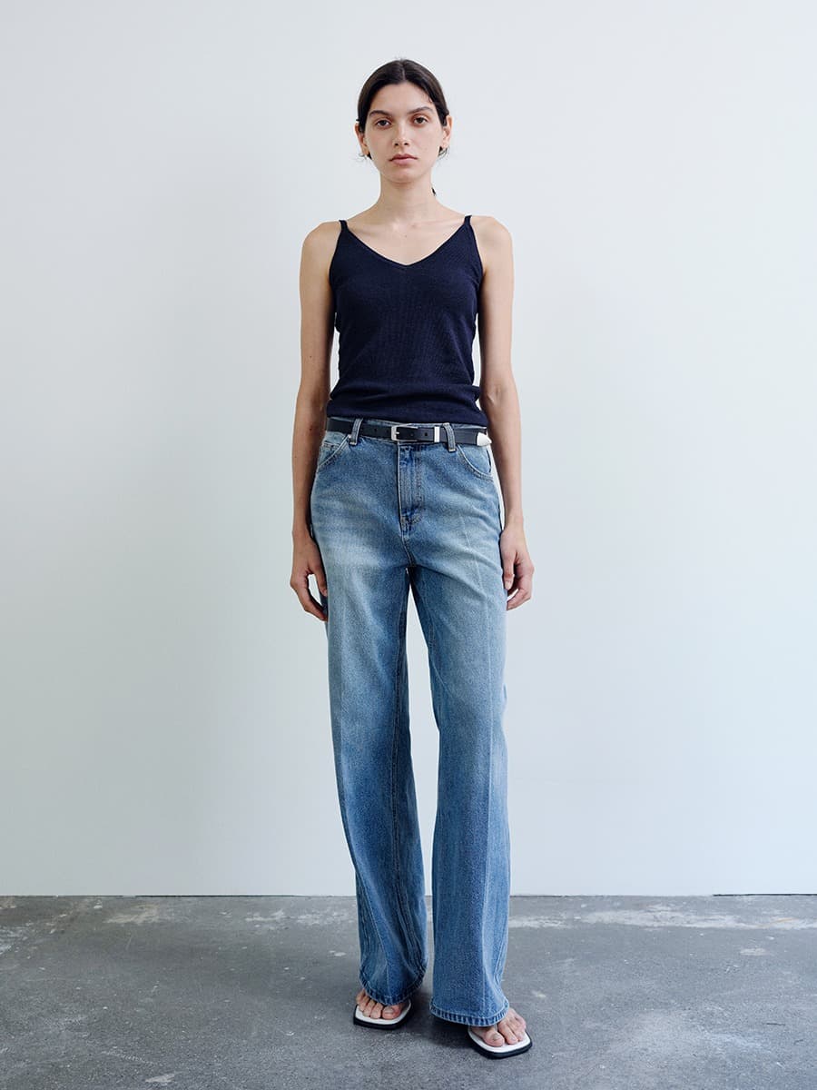 TIS SEMI WIDE FLARE DENIM_BLUE — vue 1
