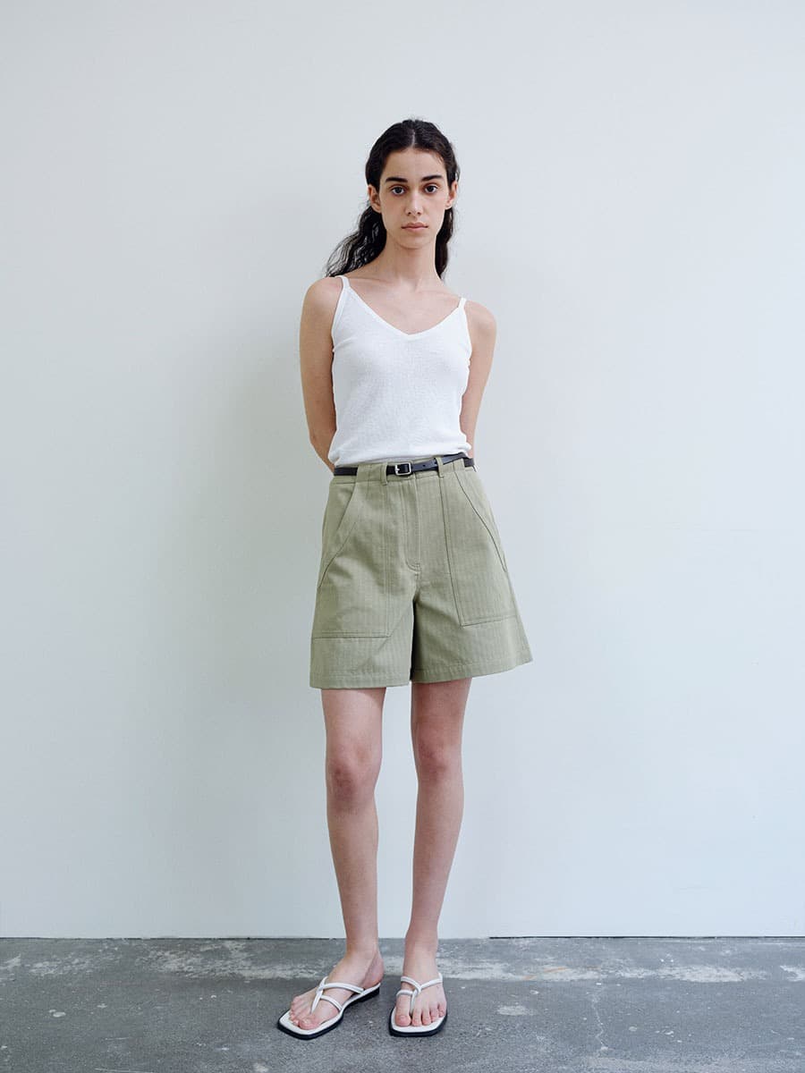 TIS CLASSIC COTTON SHORT PANTS_KHAKI — vue 4