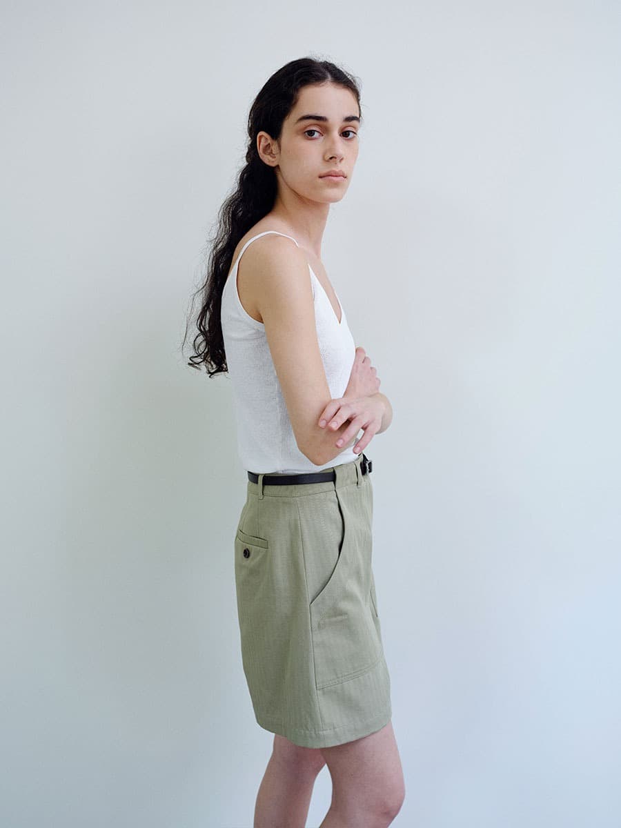 TIS CLASSIC COTTON SHORT PANTS_KHAKI — vue 8