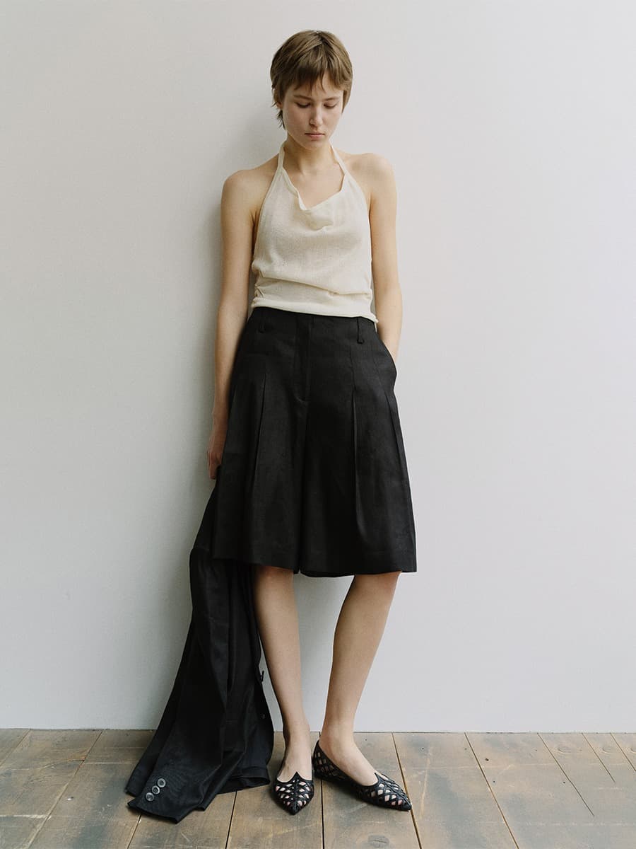 TIS WIDE BERMUDA TROUSERS_BLACK — vue 2