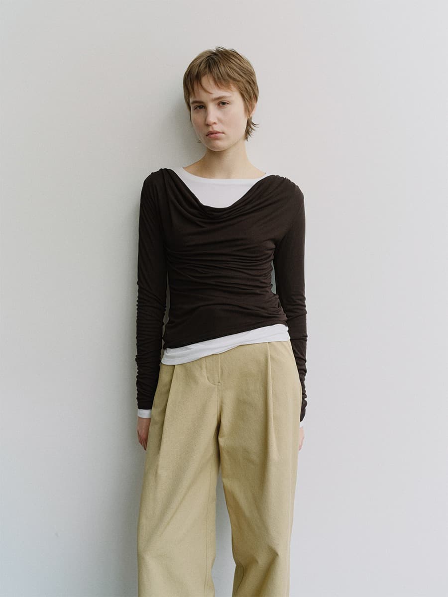 TIS COTTON ONE TUCK WIDE PANTS_BEIGE — vue 7