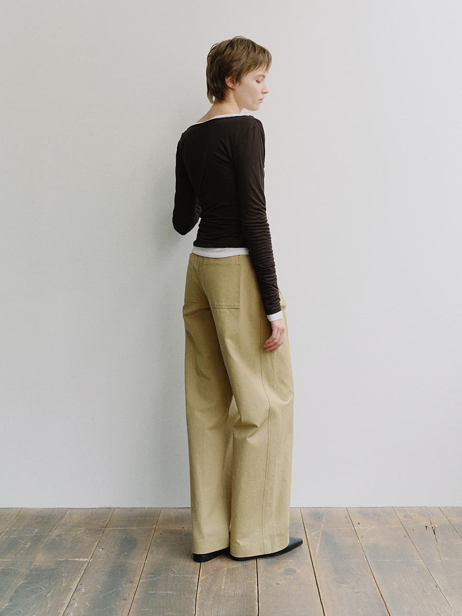 TIS COTTON ONE TUCK WIDE PANTS_BEIGE — vue 8