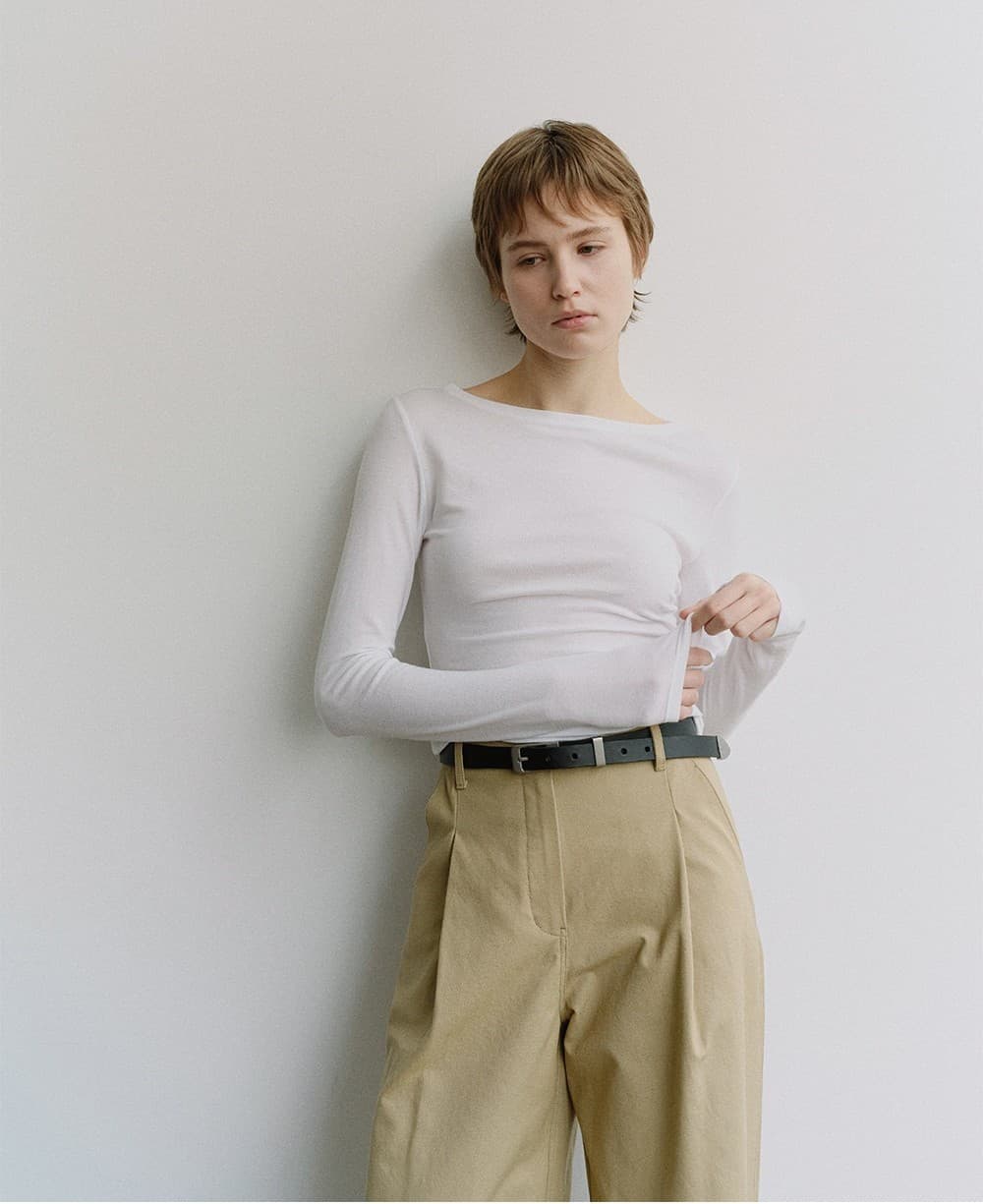 TIS COTTON ONE TUCK WIDE PANTS_BEIGE — vue 10