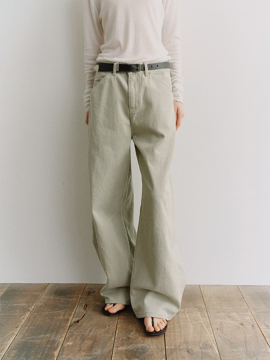 TIS CURVED COTTON PANTS_MINTGREY — vue 3