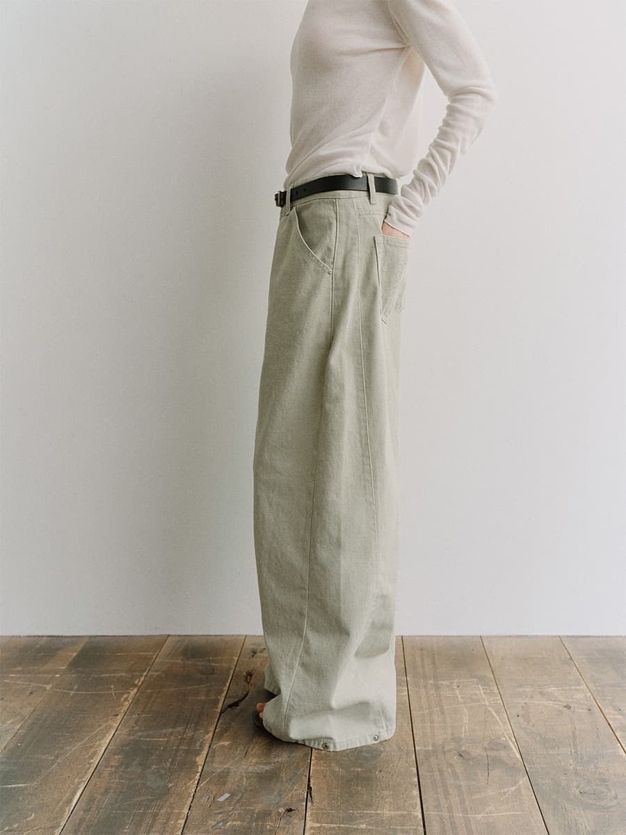 TIS CURVED COTTON PANTS_MINTGREY — vue 5