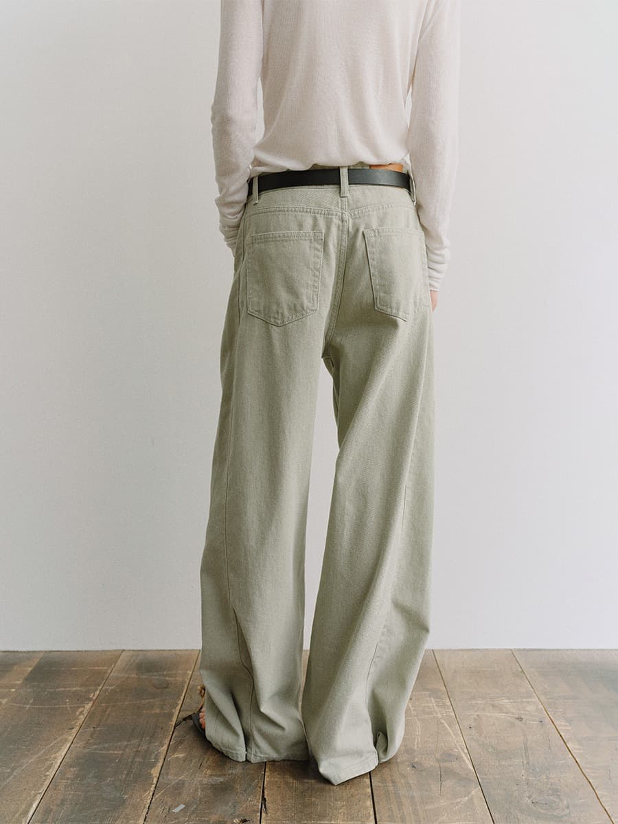 TIS CURVED COTTON PANTS_MINTGREY — vue 6