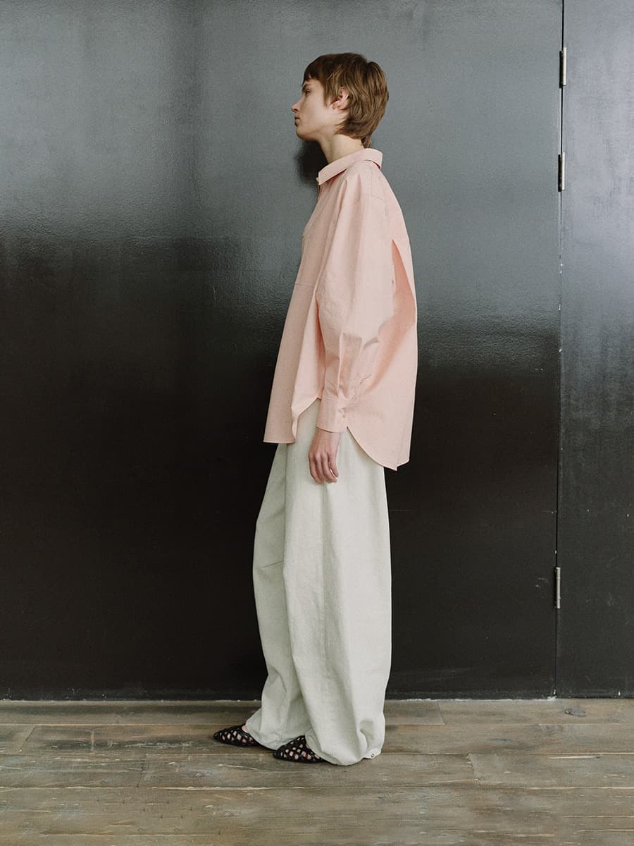 TIS CURVED COTTON PANTS_IVORY — vue 3