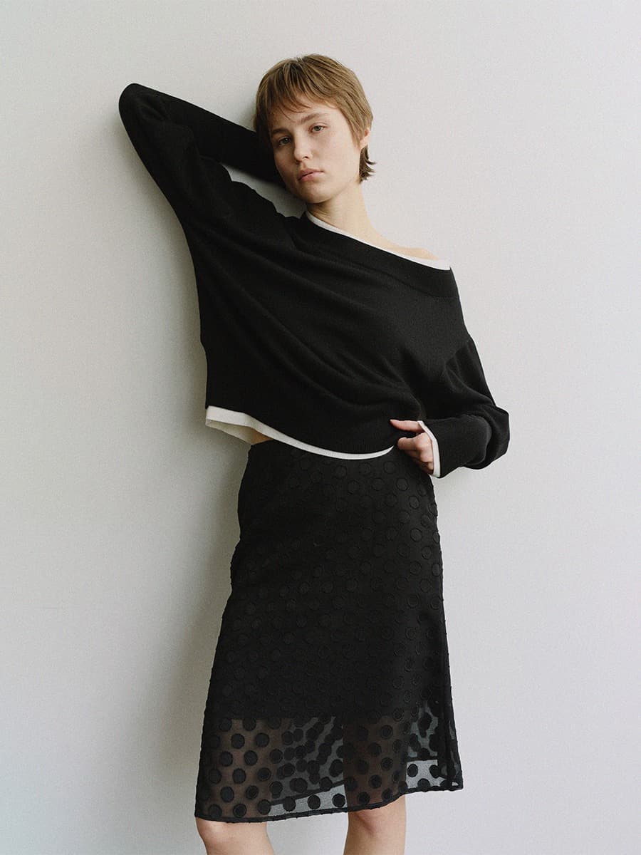 TIS DOT LAYERED SKIRT_BLACK — vue 3
