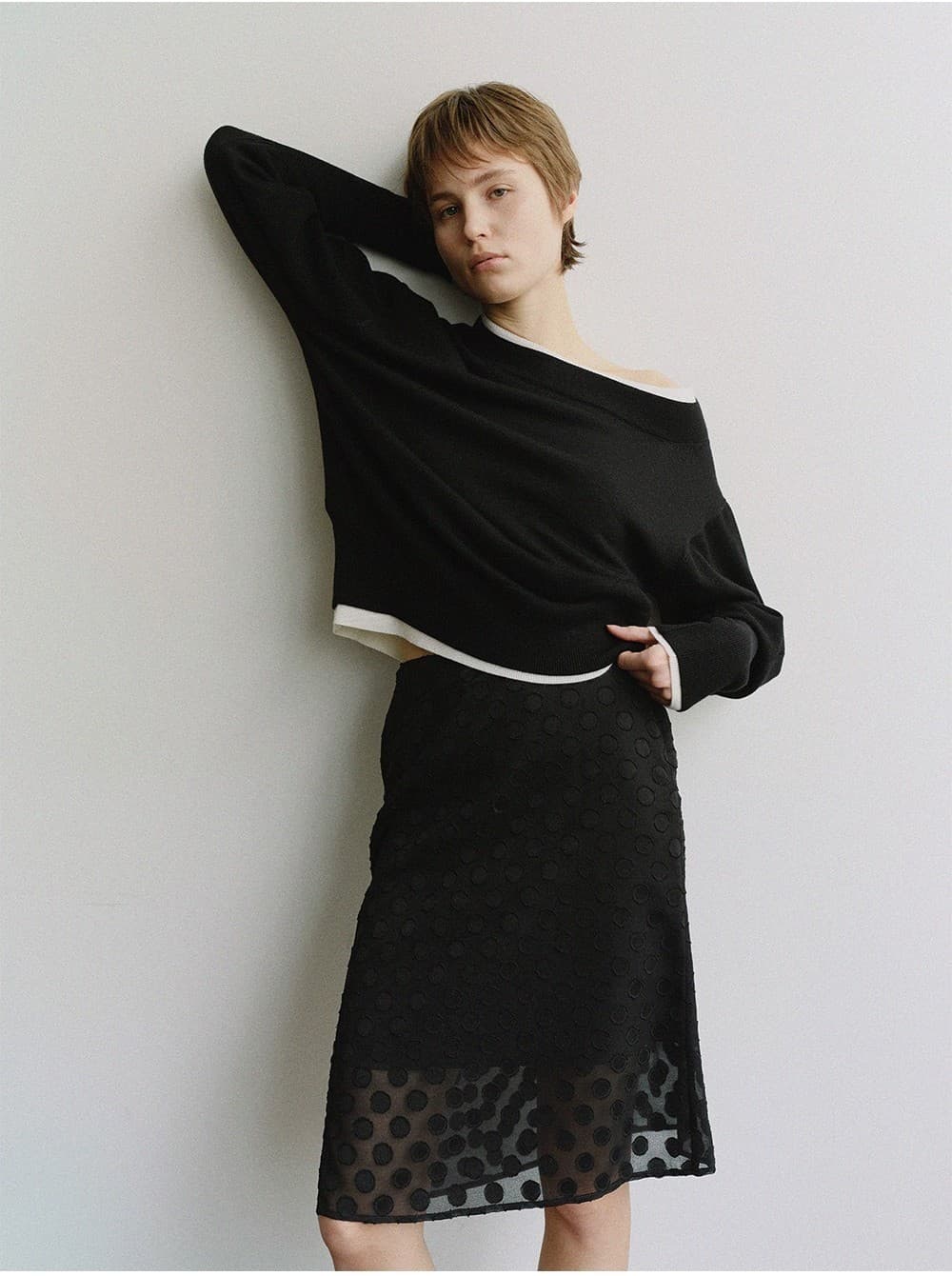 TIS DOT LAYERED SKIRT_BLACK — vue 10