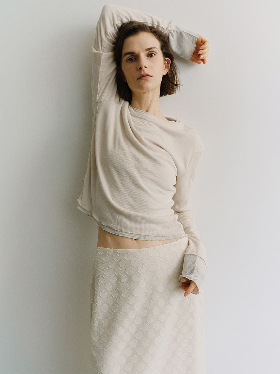 TIS DOT LAYERED SKIRT_IVORY — vue 3