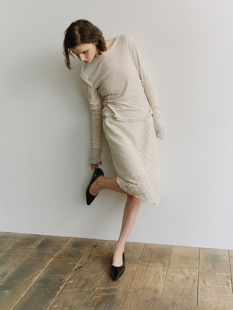 TIS DOT LAYERED SKIRT_IVORY — vue 4