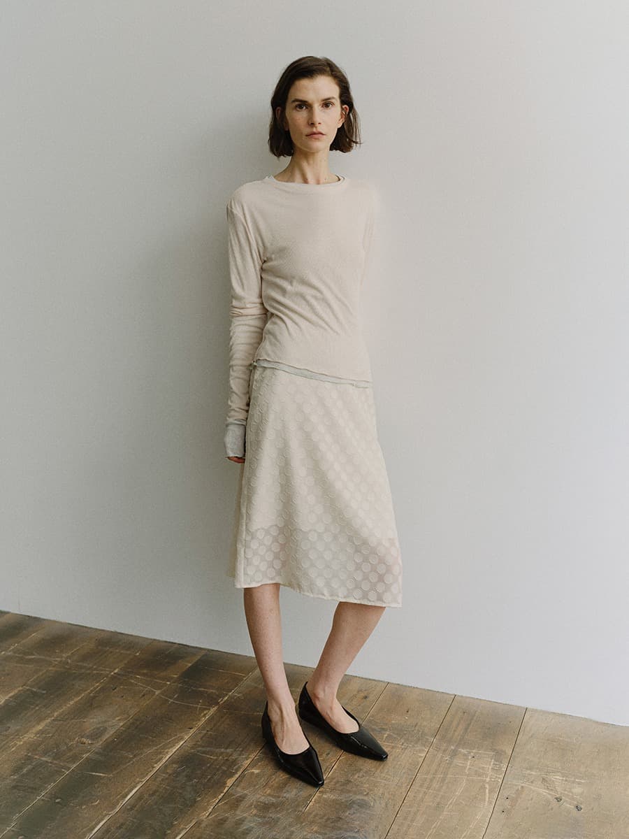 TIS DOT LAYERED SKIRT_IVORY — vue 5