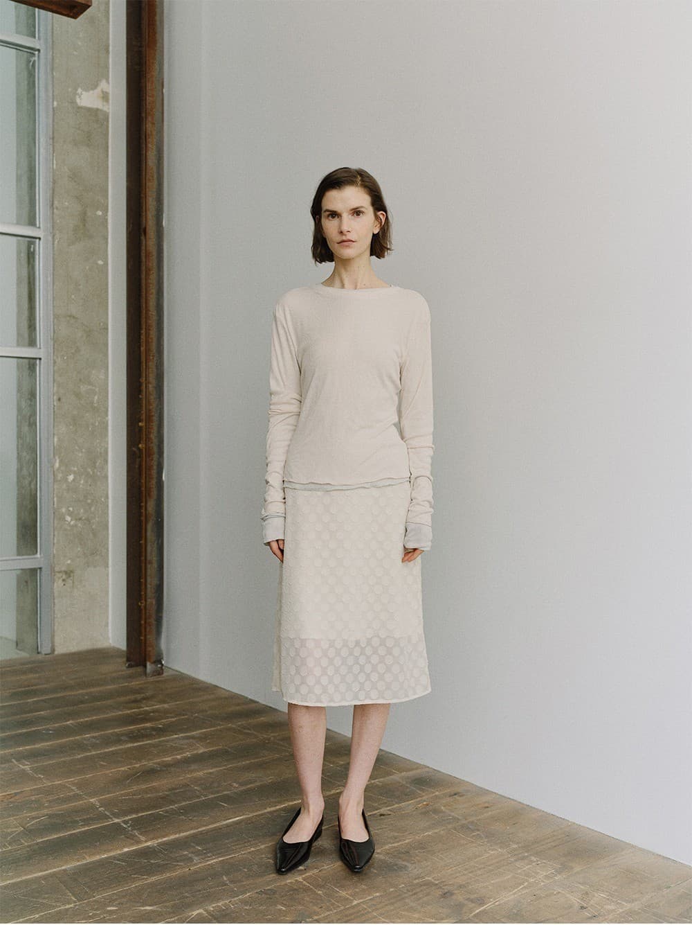 TIS DOT LAYERED SKIRT_IVORY — vue 9