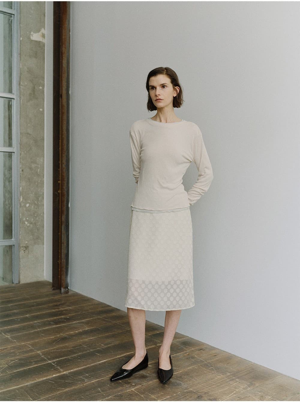 TIS DOT LAYERED SKIRT_IVORY — vue 10