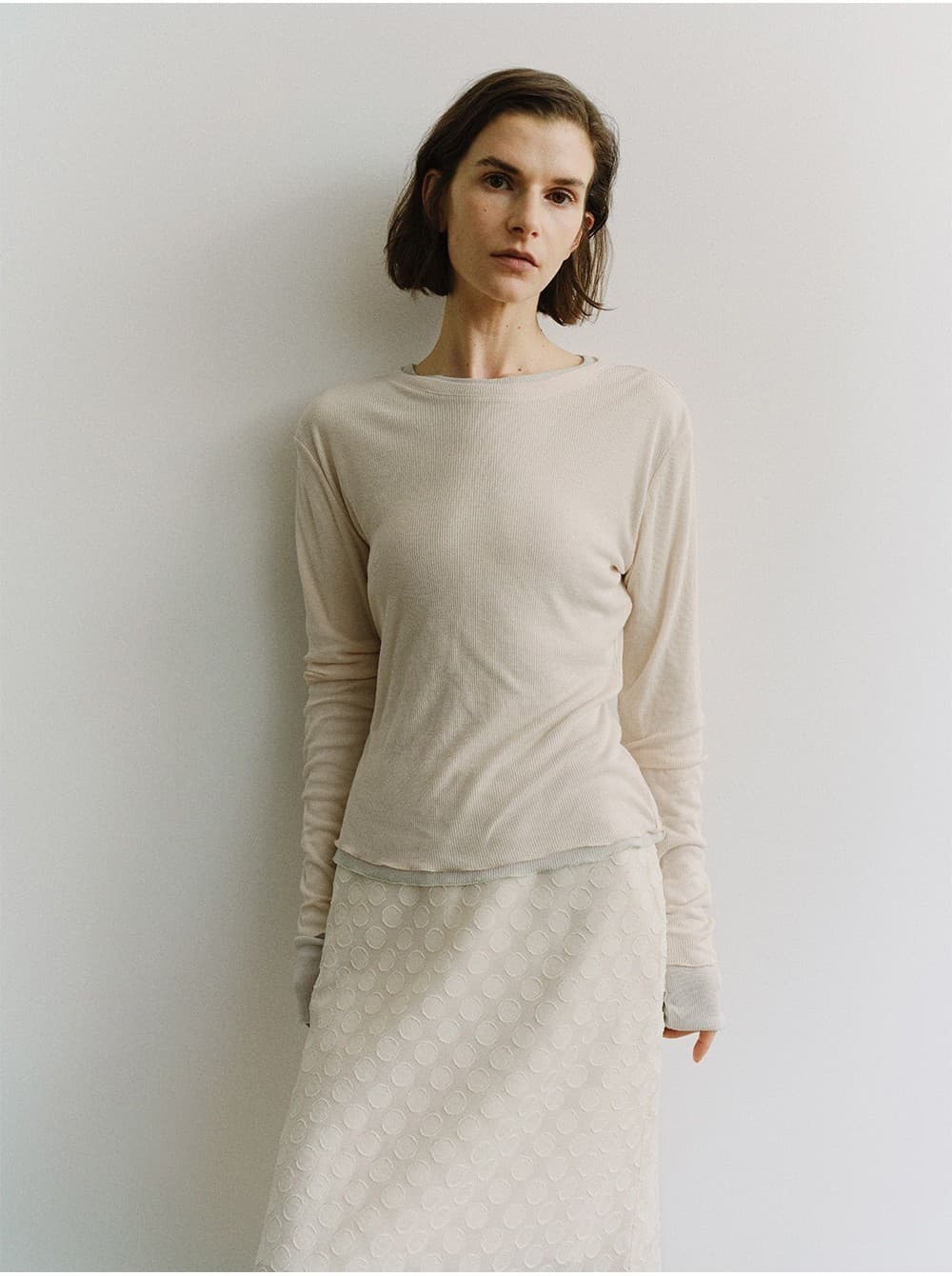 TIS DOT LAYERED SKIRT_IVORY — vue 11