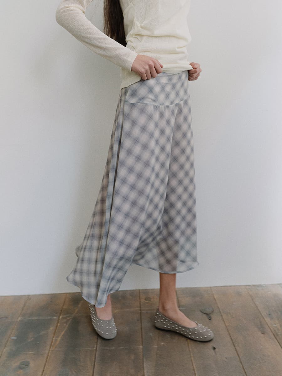 TIS SHADOW CHECK LAYERED SKIRT_LAVENDER — vue 4