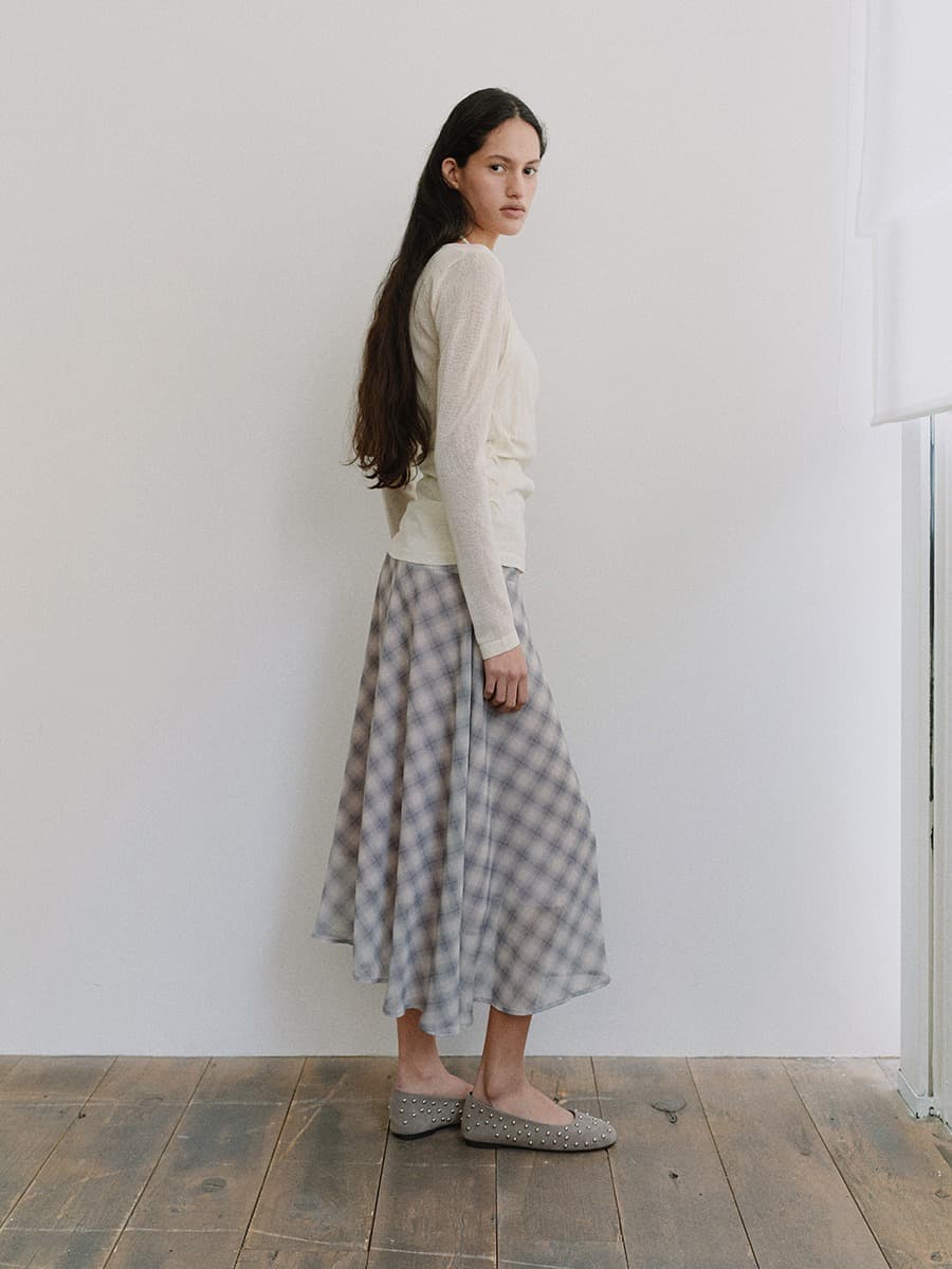 TIS SHADOW CHECK LAYERED SKIRT_LAVENDER — vue 6