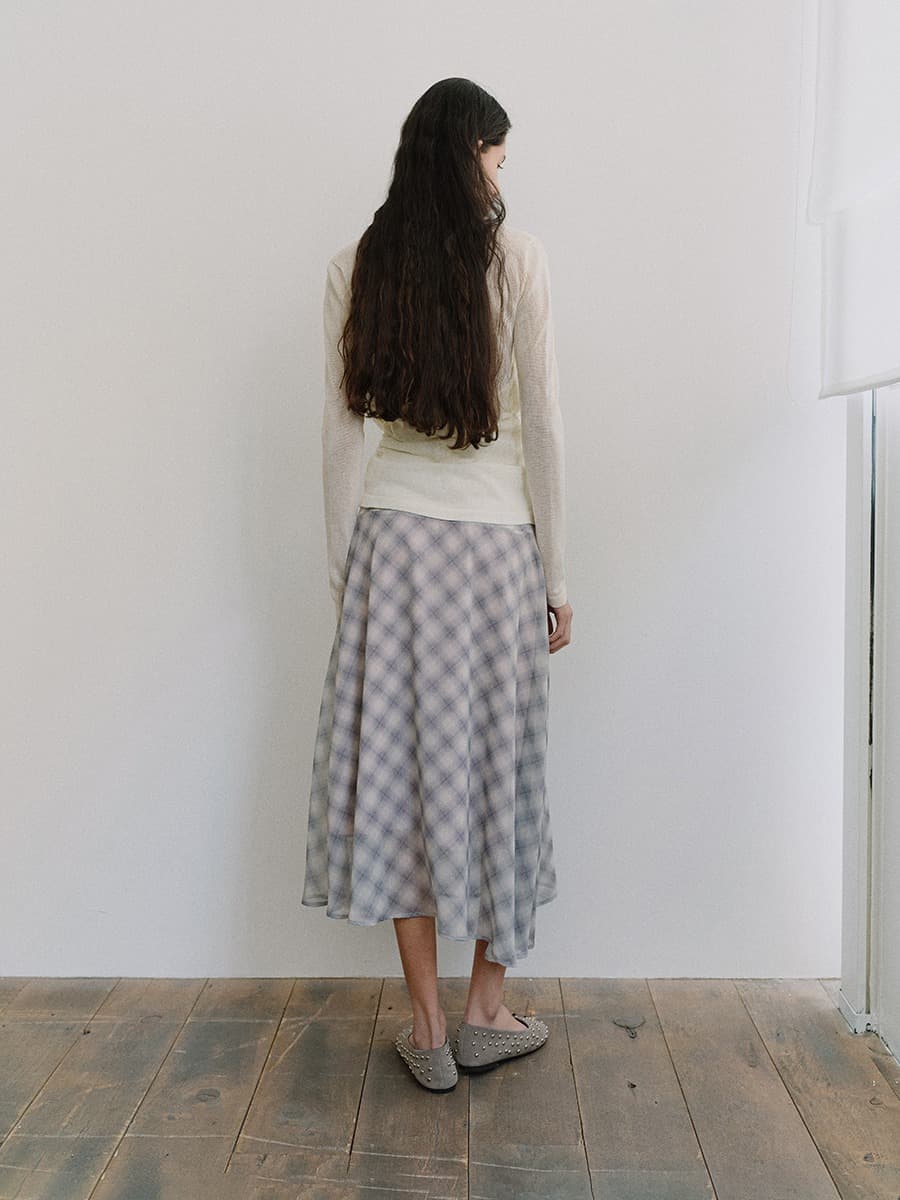 TIS SHADOW CHECK LAYERED SKIRT_LAVENDER — vue 7