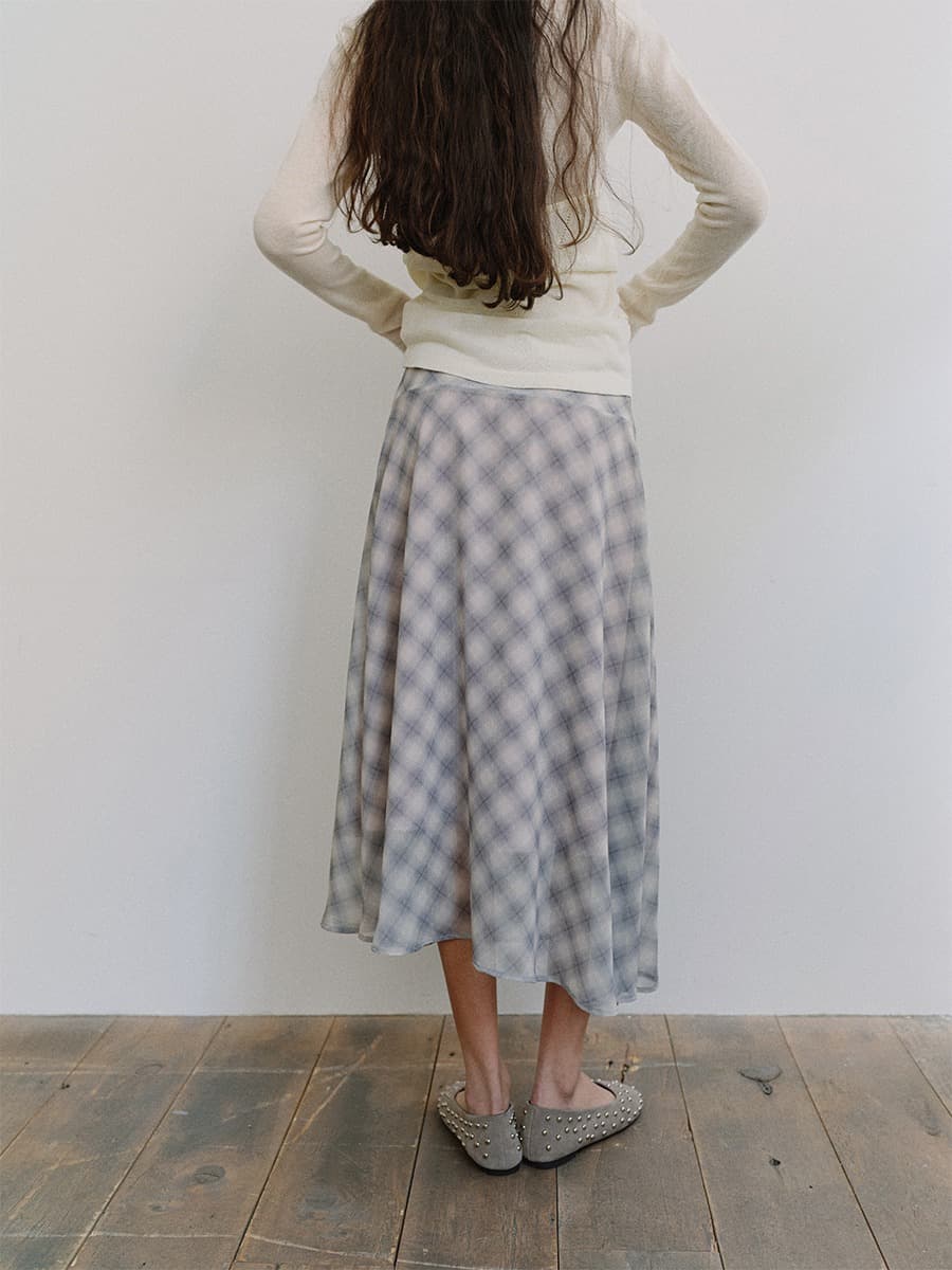 TIS SHADOW CHECK LAYERED SKIRT_LAVENDER — vue 8