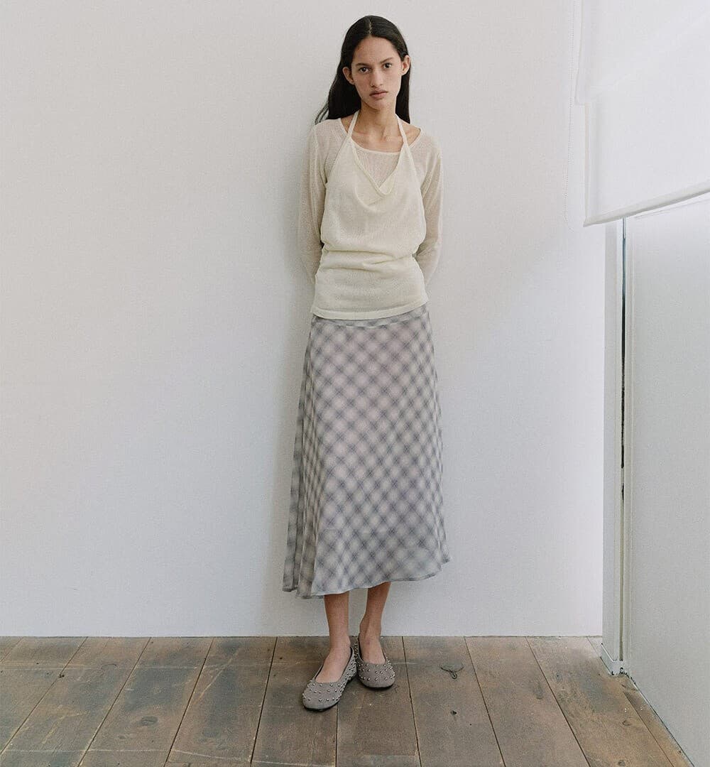 TIS SHADOW CHECK LAYERED SKIRT_LAVENDER — vue 9