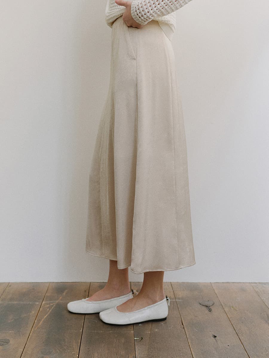 TIS FLARED MATT SATIN SKIRT_BEIGE — vue 6