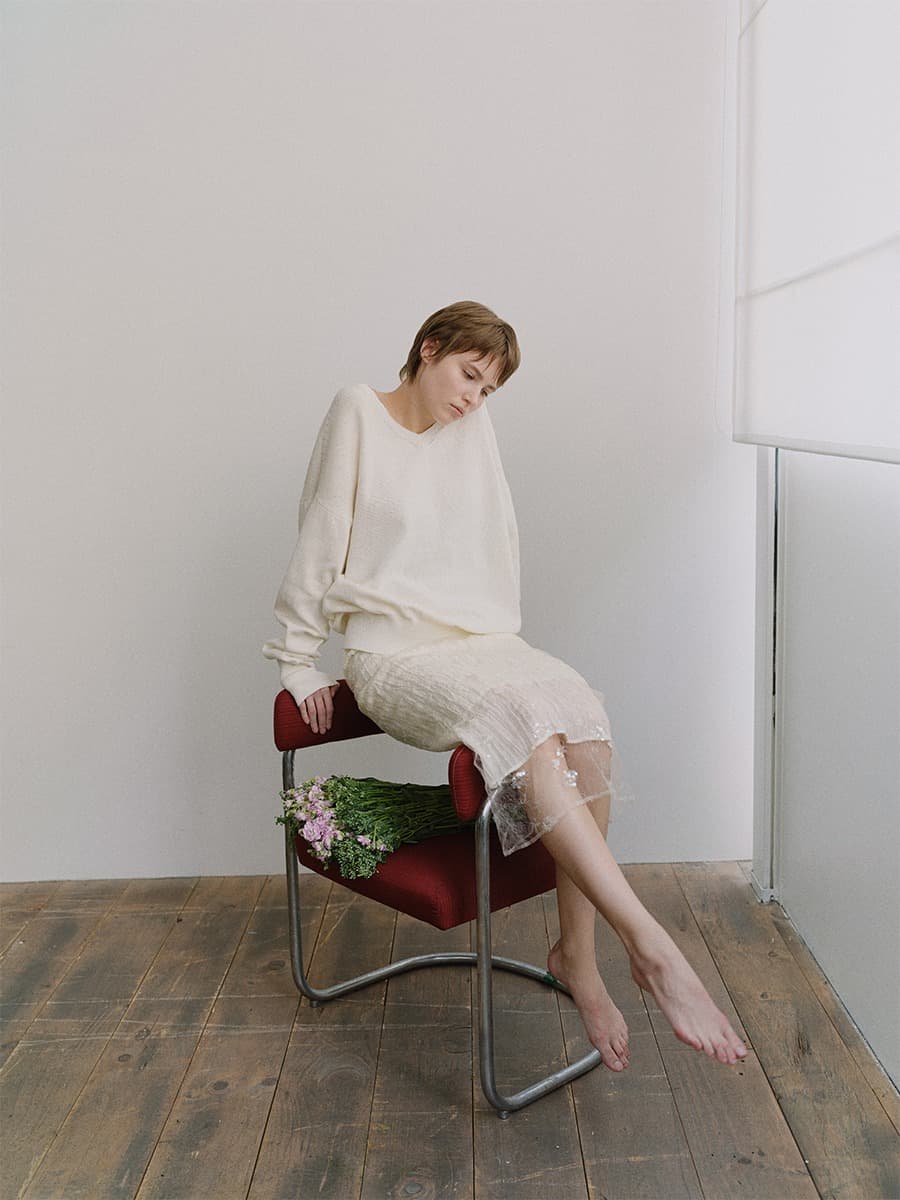 TIS LAYERED SPANGLE SKIRT_IVORY — vue 5