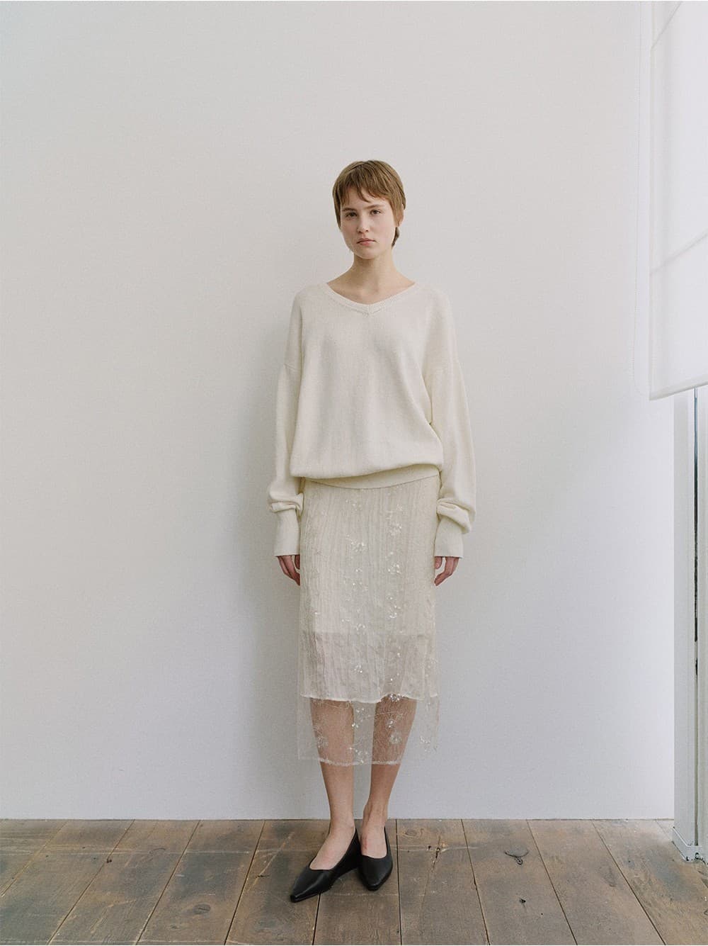 TIS LAYERED SPANGLE SKIRT_IVORY — vue 10